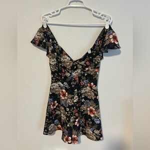 Floral Black Romper
